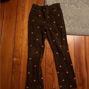 Gymboree Boys Brown Pants with Orange Pumpkin Embroidery 10